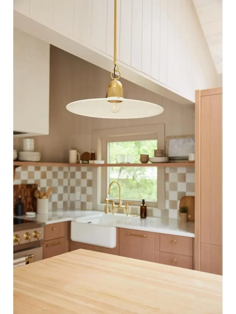 Mitzi/ Hudson Valley Leanna Pendant Light Brass 18” Modern Farmhouse